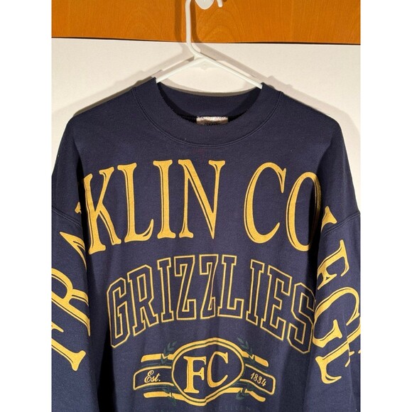 Vintage Franklin College Grizzlies Indiana AOP Spell Out Crewneck Sweater XL USA - Picture 2 of 12